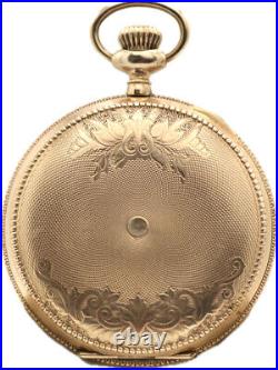 Antique Omega Blue Indices Hunter Pocket Watch Savolainen 10k GF w Beaded Case