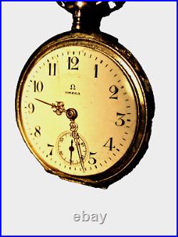 Antique Omega Grand Prix Paris 1900 Pocket Watch 0.900 Silver Case German