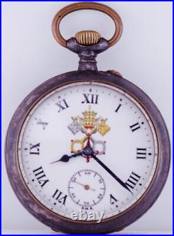 Antique Oversize Gunmetal Case Pocket Watch for Vatican City c1900's