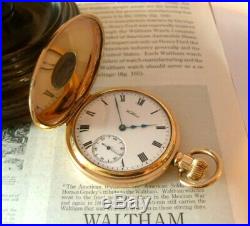 Antique Pocket Watch 1904 Waltham 7 Jewel Half Hunter 9ct Rose Gold Filled Case