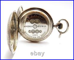 Antique Pocket Watch BILLODES Hunter Case Silver 50mm Circa 1900 Working