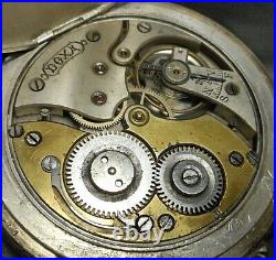 Antique Pocket Watch DOXA Swiss 70mm Silver-Plated Case Hunting Scene 640876