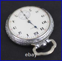 Antique Pocket Watch Elgin DEFIANCE case 16s 15j 1918 railroad engraving NICE