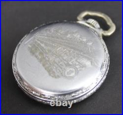 Antique Pocket Watch Elgin DEFIANCE case 16s 15j 1918 railroad engraving NICE