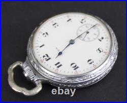 Antique Pocket Watch Elgin DEFIANCE case 16s 15j 1918 railroad engraving NICE