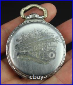 Antique Pocket Watch Elgin DEFIANCE case 16s 15j 1918 railroad engraving NICE