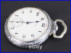 Antique Pocket Watch Elgin DEFIANCE case 16s 15j 1918 railroad engraving NICE