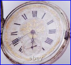 Antique Pocket Watch Full Hunter Silver Garnets Case for Ottoman Market c1850's