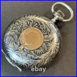 Antique Pocket Watch Gold Silver Enamel 15 Jewels Working Keeping Time 50mm
