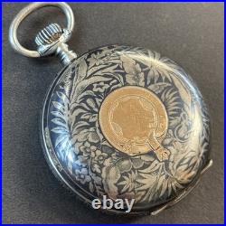 Antique Pocket Watch Gold Silver Enamel 15 Jewels Working Keeping Time 50mm