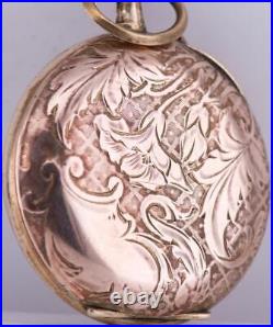 Antique Pocket Watch Hebdomas 8 Days Art-Nouveau Engraved Case c1900s Fancy Dial