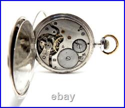 Antique Pocket Watch Hunter Dial Porcelain Case Silver 51mm Circa 1910 Working