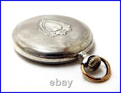 Antique Pocket Watch Hunter Dial Porcelain Case Silver 51mm Circa 1910 Working