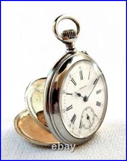 Antique Pocket Watch LONGINES Open Face Cal 18.49 Case Steel 52mm 1910c Working