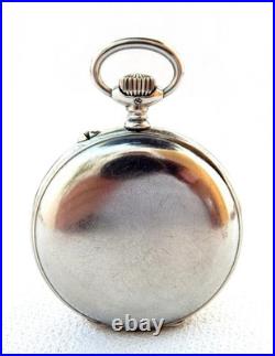 Antique Pocket Watch LONGINES Open Face Cal 18.49 Case Steel 52mm 1910c Working