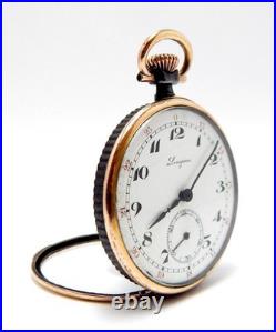 Antique Pocket Watch LONGINES Open Face Case Steel & Gold Circa 1920 Working