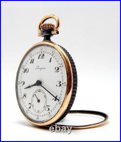 Antique Pocket Watch LONGINES Open Face Case Steel & Gold Circa 1920 Working