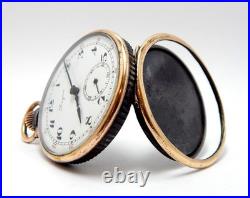 Antique Pocket Watch LONGINES Open Face Case Steel & Gold Circa 1920 Working