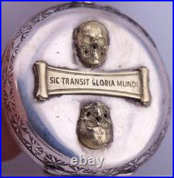 Antique Pocket Watch LeCoultre Caliber Doctor's Silver Skull Case Memento Mori