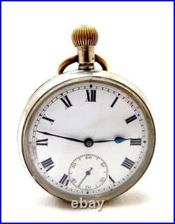 Antique Pocket Watch Open Face Hand Winding Case Steel 50mm Circa 1930 Working