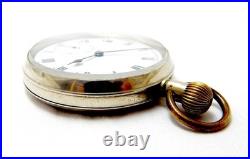 Antique Pocket Watch Open Face Hand Winding Case Steel 50mm Circa 1930 Working