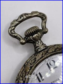Antique Pocket Watch Swiss 70mm Silver-Plated Case Doxa Boar Hunting Scene