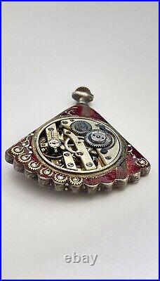 Antique Pocket watch Silver Enamel Case Antique Mesonic Pocket watch ASIS