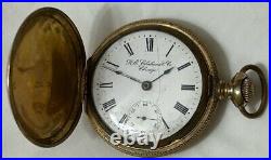 Antique R. E. Chalmers & Co Chicago Pocket Watch Gold Filled Monitor Case 19th Ce