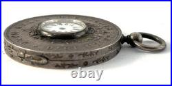 Antique Rare Silver Pocket Watch Case Deutsches Reich Funf Mark Coin 1876
