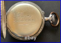 Antique Remontoir Cylindre Pocket Watch Running Ticks 47mm Silver Case