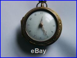 Antique-Repousse-Pair-Silver-Case-Verge-Fusee-Pocket-Watch-Beautiful case