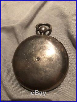 Antique Rothethams Silver Cases Key Wind Pocket Watch 1800s Good Balance Staff