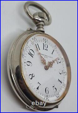 Antique SHREVE, CRUMP & LOW Co. Boston Huge 70mm Swiss Mechanical Pocket Watch
