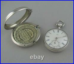 Antique Silver Scottish Fusee Chain Pair Cased Pocket Watch Wm Kinnach Dunbar