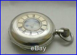 Antique Solid Silver Cased Waltham Half Hunter Riverside Pocket Watch