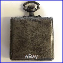 Antique Steel Cased Hebdomas Type 8 Day Pocket Watch Square Brevet Case