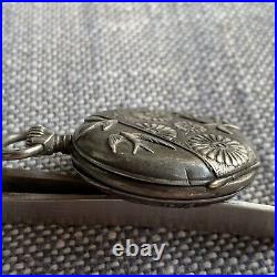 Antique Sterling Silver Birds Case Pocket Watch 35.7mm for Parts / Repair