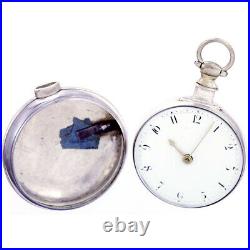 Antique Sterling Silver Pair Case Verge Fusee Pocket Watch CA 1810s