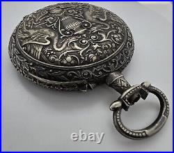 Antique Swiss Gun Metal Men's Ornate Pocket Watch Case