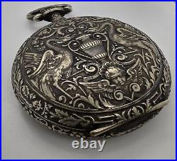 Antique Swiss Gun Metal Men's Ornate Pocket Watch Case