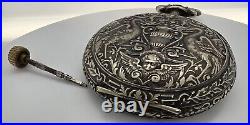 Antique Swiss Gun Metal Men's Ornate Pocket Watch Case