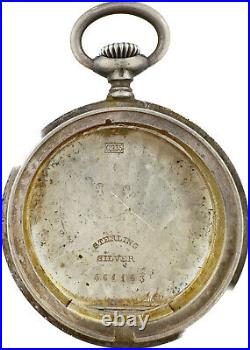 Antique Tiffany & Co. Pocket Watch Case for 33.3mm. 935 Sterling Silver w Dial