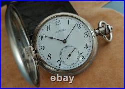 Antique ULYSSE NARDIN Sterling Silver 50mm Hunter Case Pocket Watch