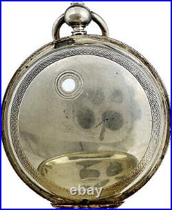Antique Unsigned Pocket Watch Case for 18 Size Coin Silver w Coin Edge Center