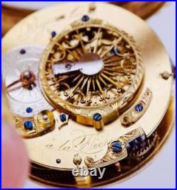Antique Verge Fusee Pocket Watch Gilt Silver Case-46 Skulls-SATOR Magic Formula