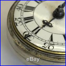 Antique Verge Solid Silver Cased Pocket Watch Issac King Of Salop Circa 1760