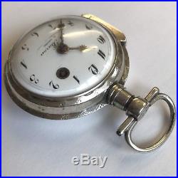 Antique Verge Solid Silver Consular Case J Baron A Longni Pocket Watch Working