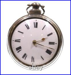 Antique Very Large 1805 Pair Cased Silver Fusee Verge Pocket Watch. Serviced