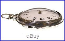 Antique Very Large 1805 Pair Cased Silver Fusee Verge Pocket Watch. Serviced