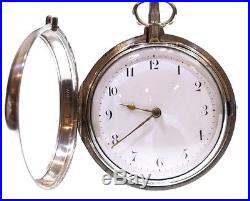 Antique Very Large 1807 Pair Cased Silver Fusee Verge Pocket Watch. Serviced
